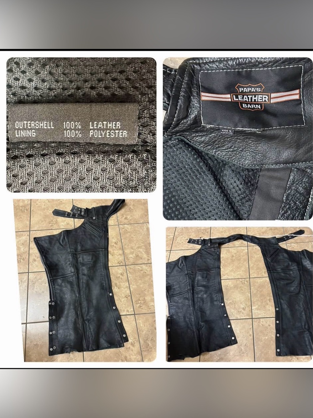 Leather Chaps Custom made heavy duty size XS made by papas